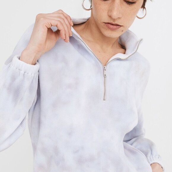 Madewell MWL Waffle Half-Zip Shirttail Sweatshirt in Tie-Dye - Picture 2 of 11